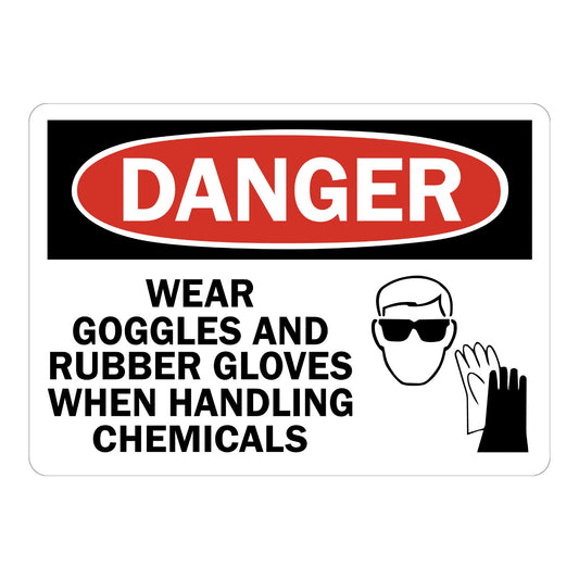 OSHA Danger: Wear Goggles and Rubber Gloves When Handling Chemicals (With Graphic)