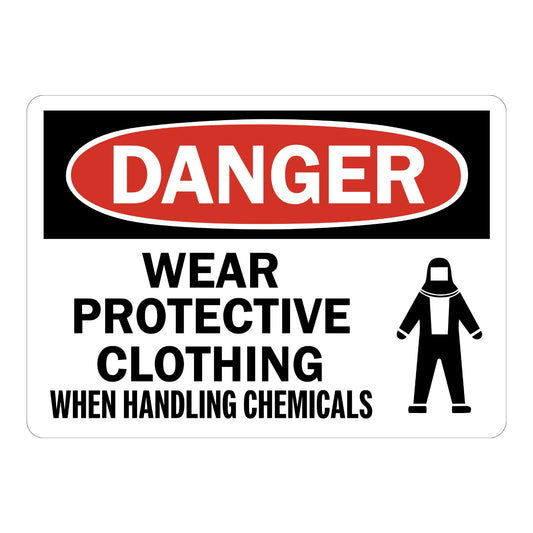 OSHA Danger: Wear Protective Clothing When Handling Chemicals With Graphic