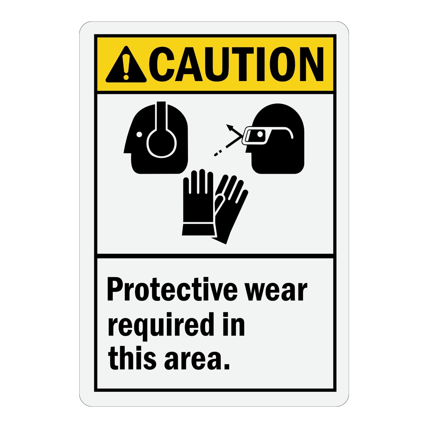 ANSI Caution: Wear Protective Equipment in This Area (With PPE Symbols)
