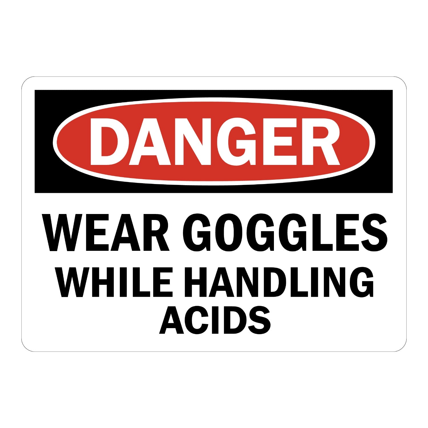 OSHA Danger: Wear Goggles While Handling Acids