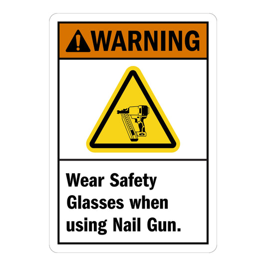 ANSI Warning: Wear Safety Glasses When Using Nail Gun