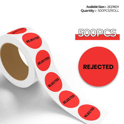 StickerJet Rejected – OSHA Quality Control Roll Labels – 2" Circle Labels – 500 Qty/Roll – Paper, Easy Peel And Stick, Strong Adhesive, Made In USA