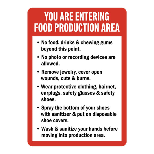 Warning: You Are Entering Food Production Area with Kitchen Safety Rules